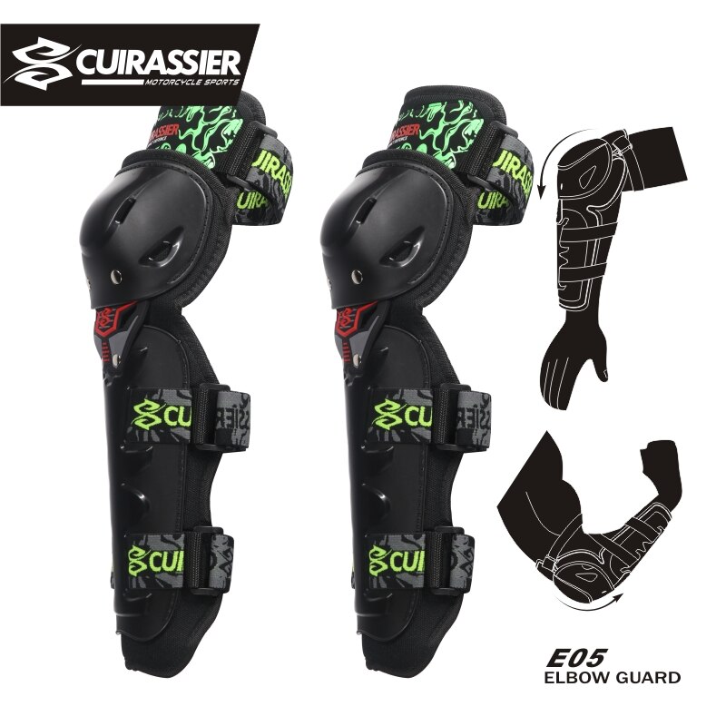 Motorcykel skyddande knäskydd mx off-road knäskydd skydd moto racing dirt bike skydd motocross skydd cuirassier motos: E05 gröna