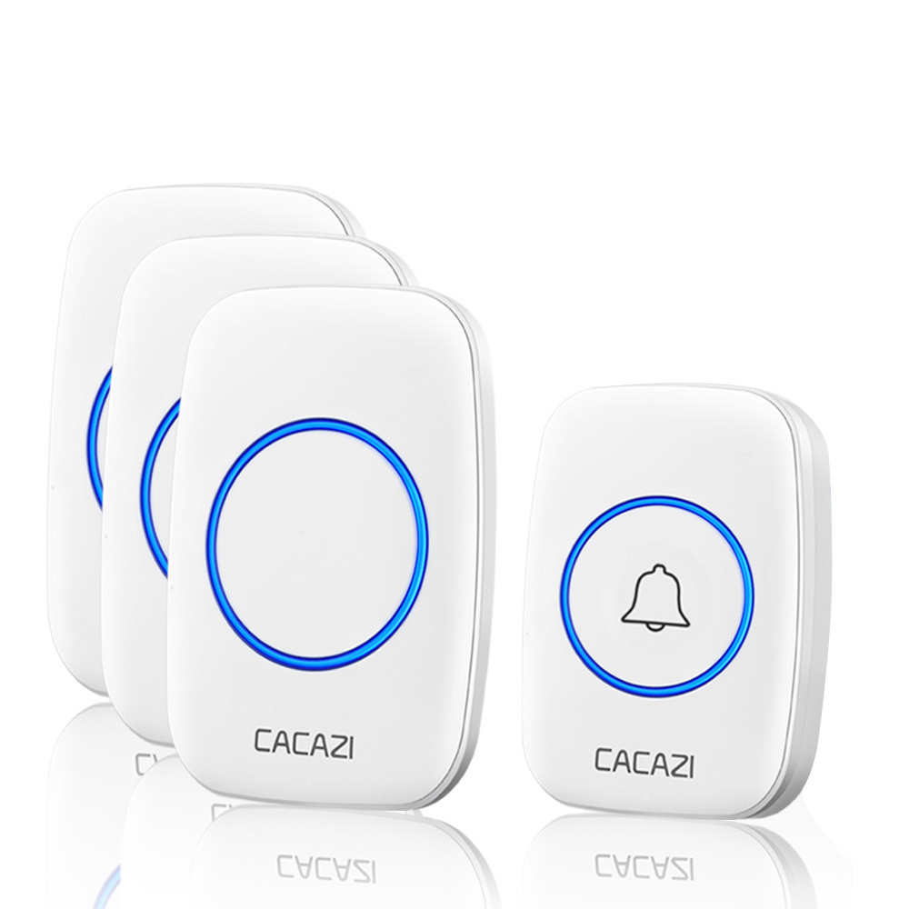 CACAZI wodoodporny bezprzewodowy dzwonek robić drzwi 300M zdalna bateria guzikowa dzwonek robić domu dzwonek nas EU UK wtyczka odbiornik bezprzewodowy dzwonek: 1 button 3 receiver / US