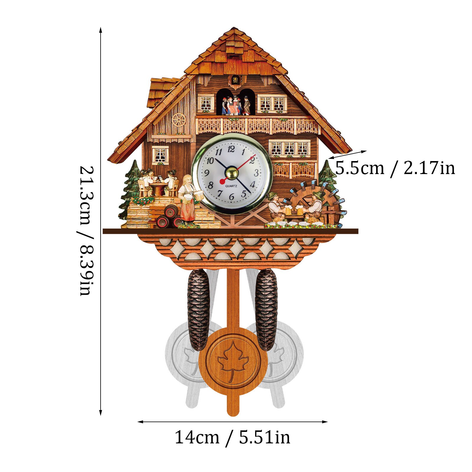 Kintrot – horloge murale à Quartz en bois, pendule, décoration de maison en forêt noire: E