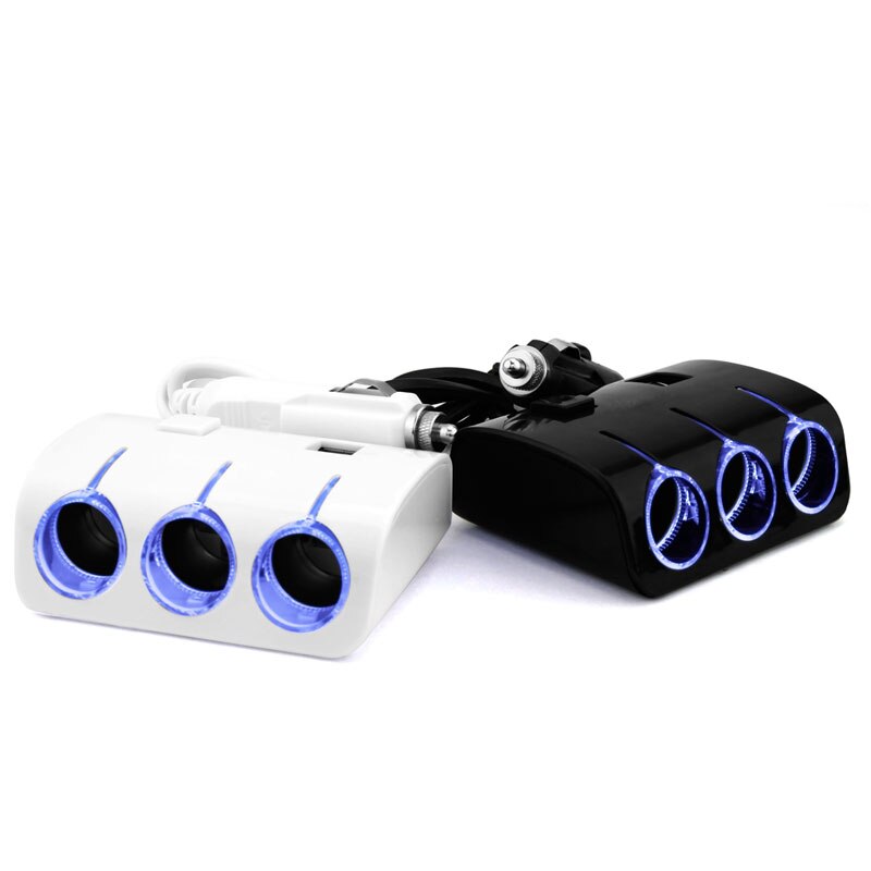 5V 1.2A Car Auto Cigarette Lighter Universal 3 Ways 2 USB Ports Dual USB Car Charger With Switch