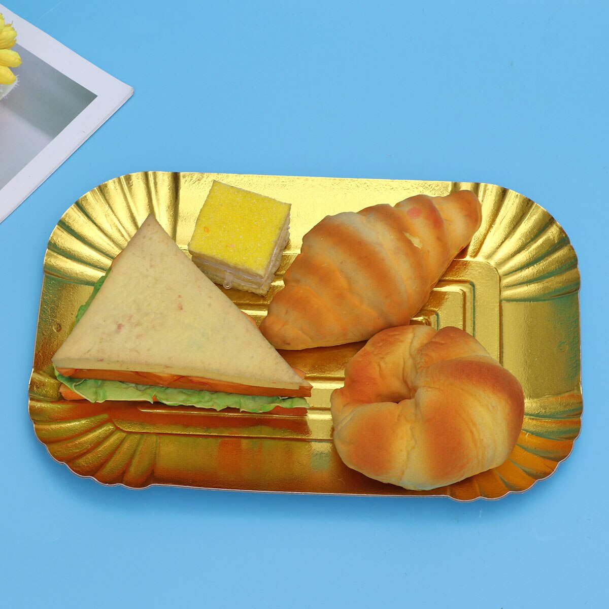 10pcs Rectangle Food Tray Plain Paper Tray for BBQ Hotel Banquet
