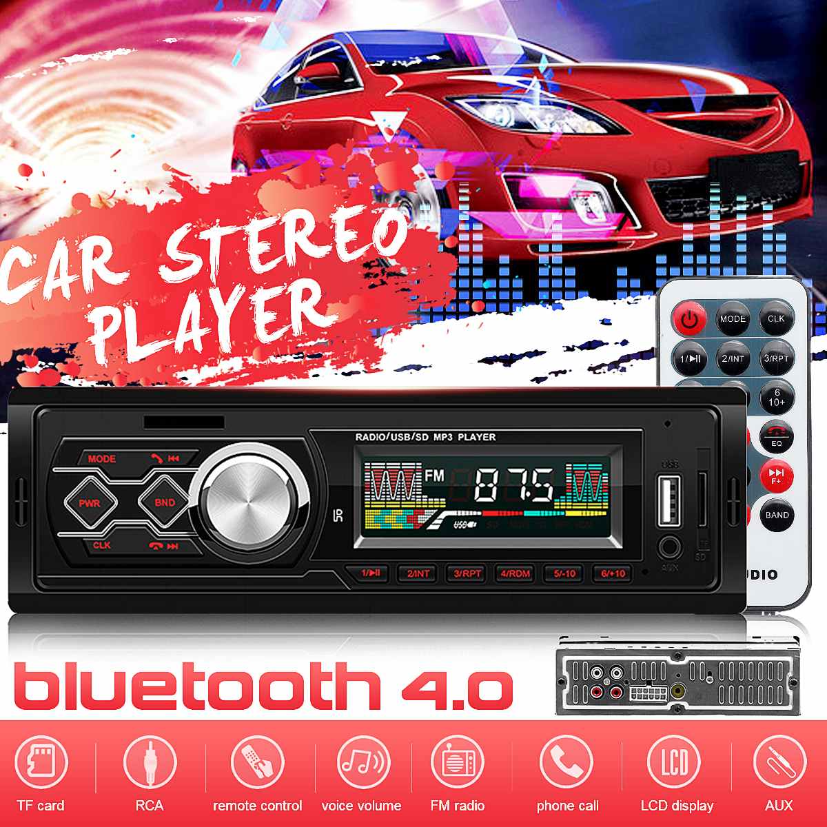12V 1 Din Auto Radio Stereo Auto Autoradio MP3 Speler Afstandsbediening Bluetooth Fm Usb Sd Aux Handsfree Truck automobiel