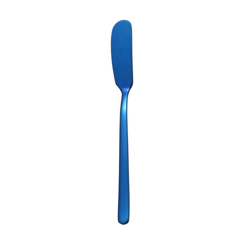 304 Stainless Steel Butter Knife Long Handle Jam Butter Spatula Western Tableware Cream Knurling Knife Kitchen Cheese Tools: Blue