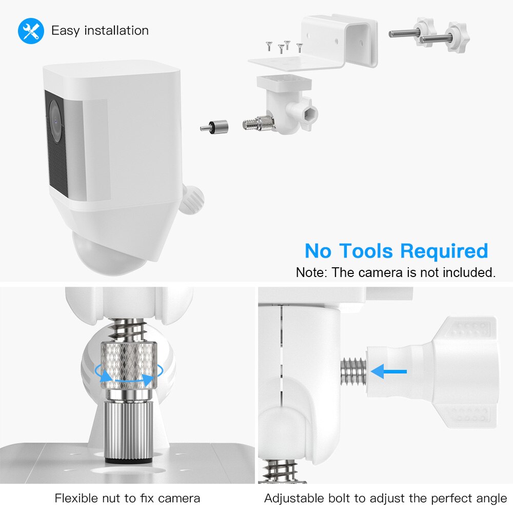Gutter Mount Bracket Protective Adjustable Mount with M3 Adapter Screw for Ring Spotlight Cam Battery Mounting Bracket Outdoor