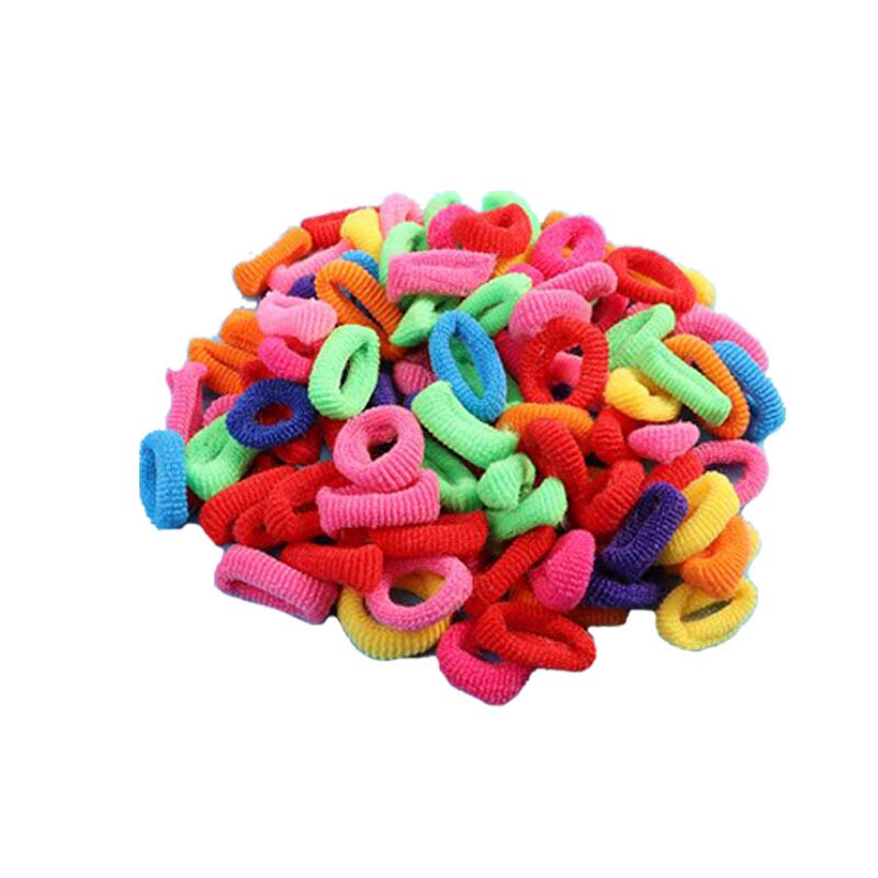 100Pcs Meisjes 1.5Cm Kleurrijke Kleine Ring Elastische Haarbanden Paardenstaart Houder Elastiekjes Chouchou Kids Haar Accessoires