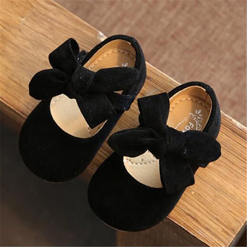 Weoneit-chaussures princesse en cuir pour bébés | Chaussures de printemps et d'automne pour petites filles, à nœud papillon, pour mariage et fête: black / 3.5