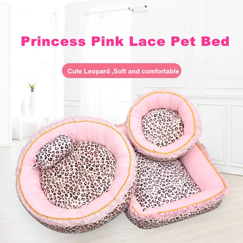 Camas de lujo para mascotas, casa de perro suave, nido de gato perrera, cojín para dormir rosa con almohada, canasta para cachorro, sofá, Princesa, tumbona para mascotas de peluche