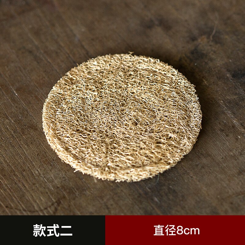 Japanse Absorberende Loofah Spons Pot Coaster Paars Zand Pot Kung Fu Theeceremonie Thee Set Accessoires Rotan Pot Dienblad Thee mat: 8.0cm 3pcs