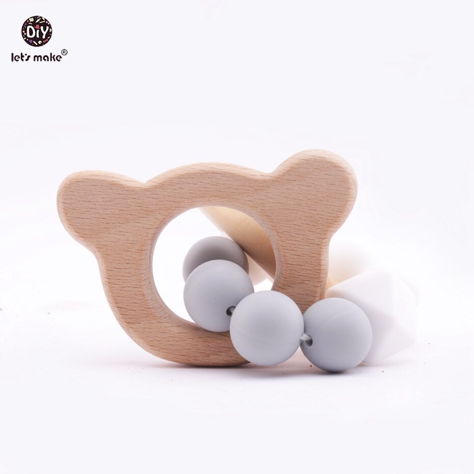 Bijtringen houten speelgoed dierenvormige sieraden bijtringen voor baby's organische houten siliconen kralen baby rammelaar kinderwagen accessoires speelgoed