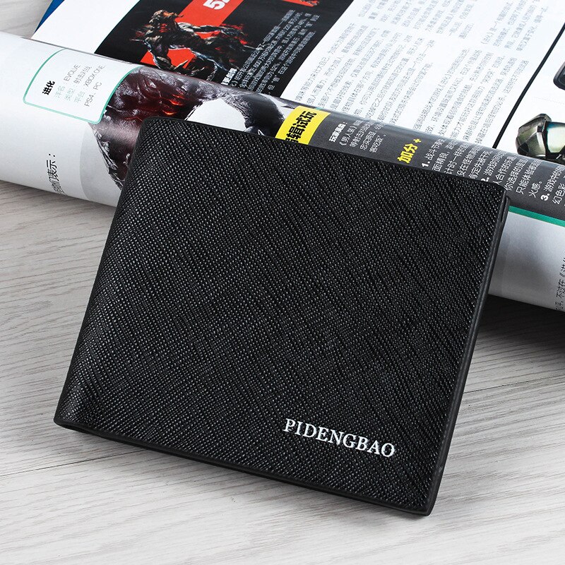 Pidengbao Neue Brieftasche der Männer Kurze Brieftasche Kreuz-abschnitt Koreanische Schüler Brieftasche Dünne Kreuz aufbringen Brieftasche: Schwarz