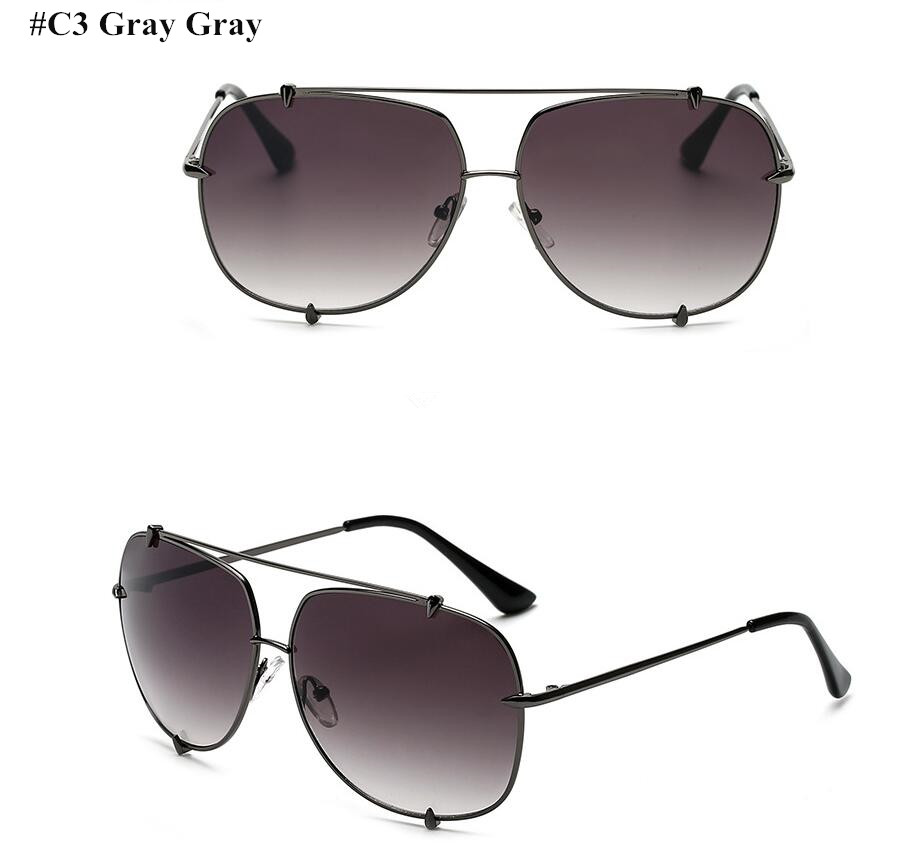 Hbk oversized pilot solbriller kvinder  uv400 retro mærke store stel solbriller til kvindelige dame briller: C3 grå grå