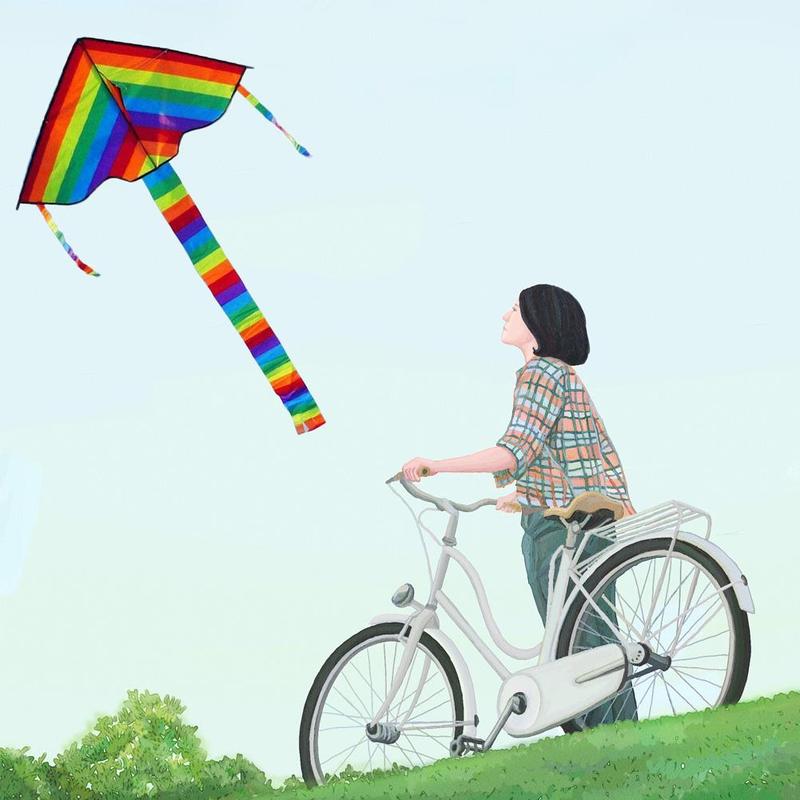freundlicher Spielzeug Drachen Bunte Regenbogen Streifen Von Lange-angebunden Tuch Mit 30m Drachen Linie