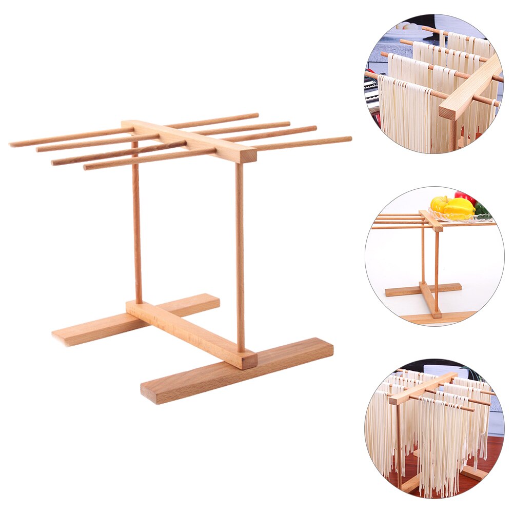 Séchoirs à Pâtes Séchoir à Pâtes Bois 10 Bras - Support Spaghetti Pliable - Séchage Pâtes Maison Naturel Sechoir Pates Fraiches