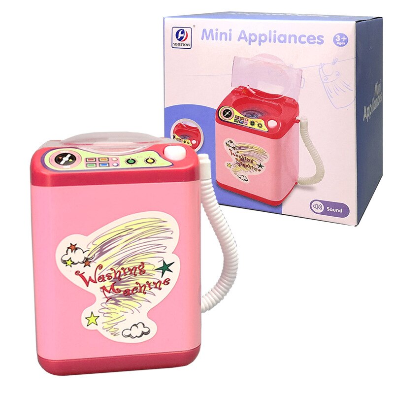 Mini Simulation fille jouer semblant électrique mignon poudre cosmétique bouffée Machine à laver pinceaux de maquillage nettoyant rondelle outil: 01