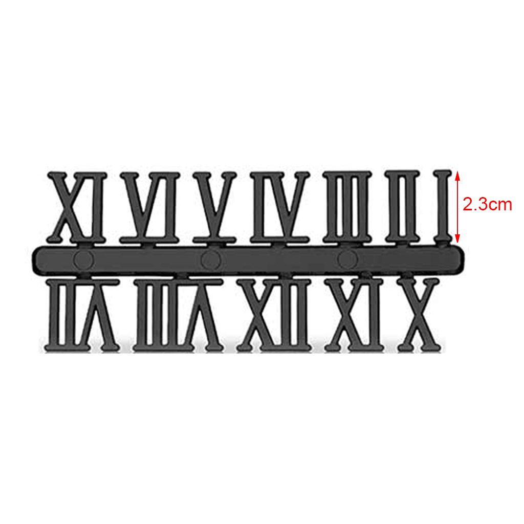 Juego de números de reloj de 0 a 9, números romanos árabes, dígitos para Kits de reloj de pared DIY, piezas de repuesto de reparación (sin reloj): Black Roman Number