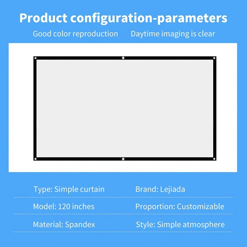 Portable Foldable Projector Screen 16:9 HD Outdoor Indoor Home Cinema Theater 3D Movie NC99