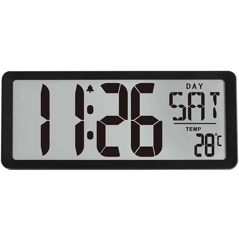 LED Digital Large Number Wall Clock Time Display Alarm Clock with Date Temperature Table Desk Watch Electronic Clocks: Black
