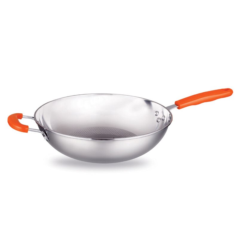 Geetest stegepande non-stick pande bagpå rustfrit stål wok 32/34cm husholdnings wok ingen olie røg gryde non-stick gryde