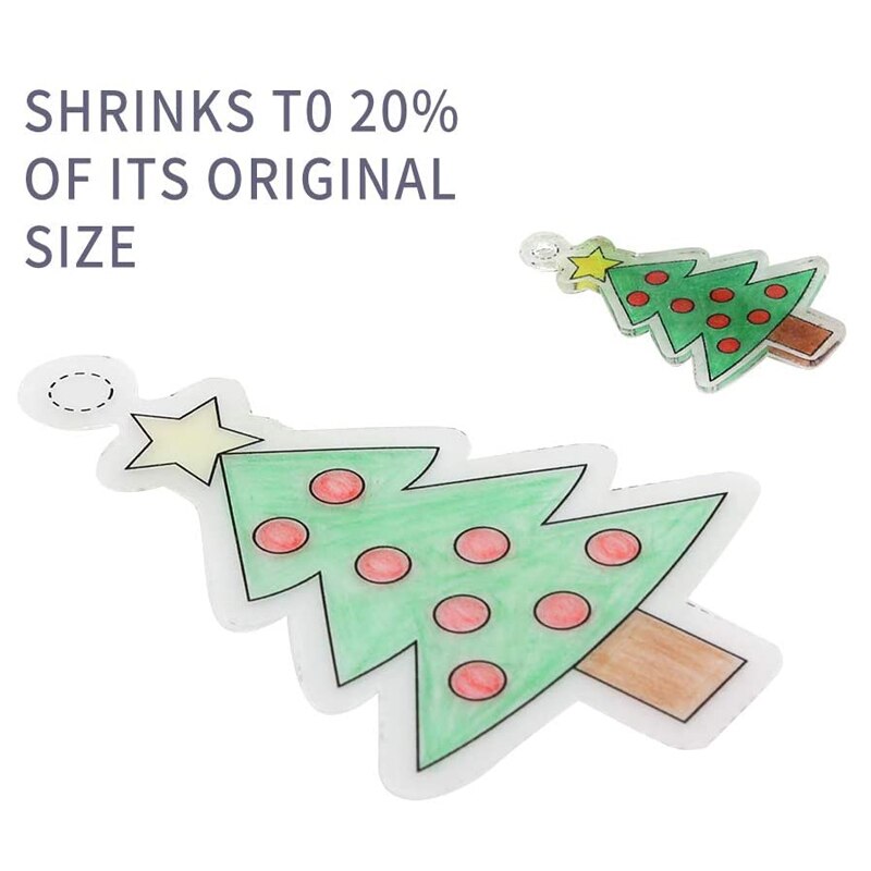 Heat Shrink Plastic Sheet Kit Shrinky Dinks Art Paper Hole Punch Keychains Pencils for Kids Craft Xmas Pendant