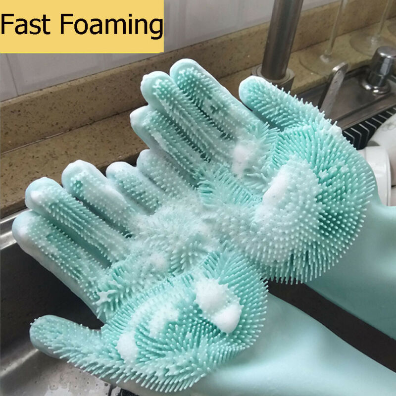 Gants magiques en silicone, 1 paire de gants de nettoyage pour la cuisine, brosse d'entretien pour la maison