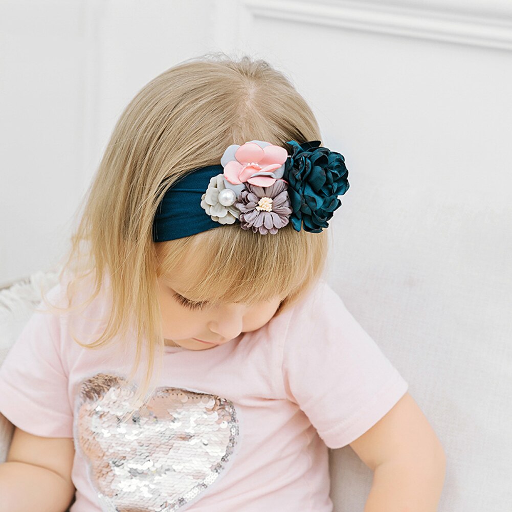 European and American super soft nylon headdress silk stitching flower baby hair accessories cute princess headband