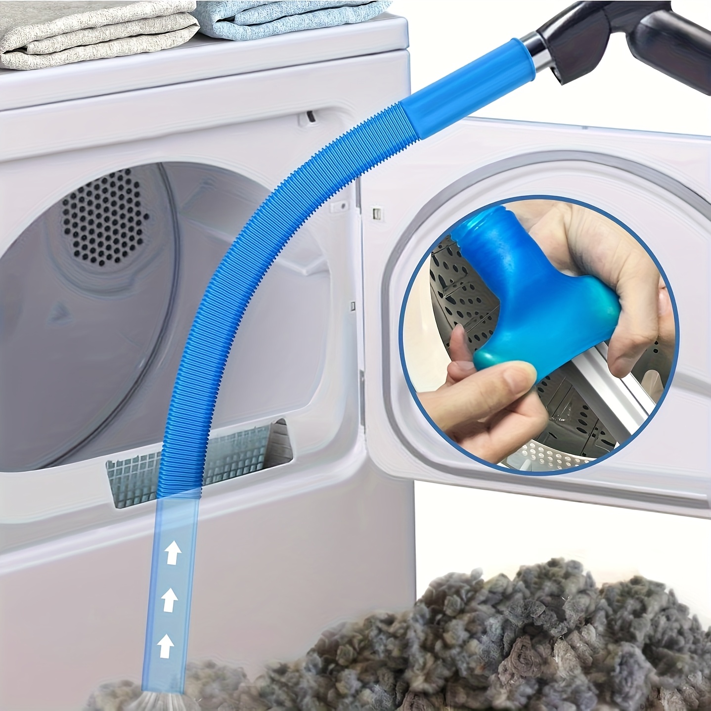 Acessório para mangueira de limpeza de exaustão de secadora, ferramenta flexível azul 1pc para remoção eficiente de fiapos.