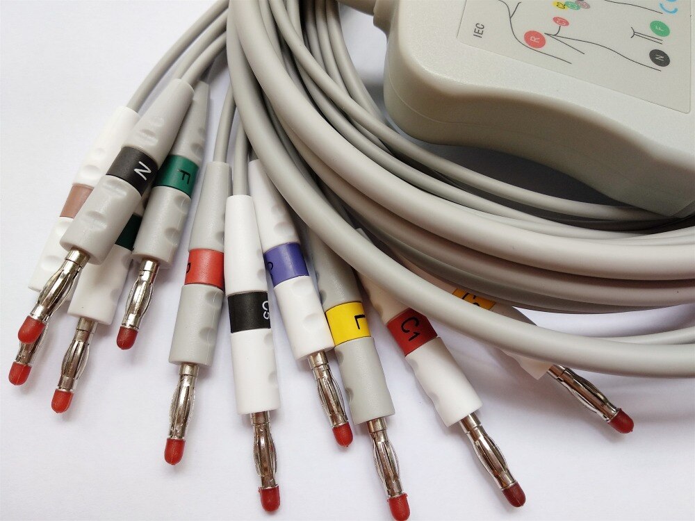 Kompatibel Nihon Kohden one piece ecg/ekg kabel 10 führt banana end IEC standard, für ECG-1250, ECG-1350, ECG-9101/9130/9132/9620
