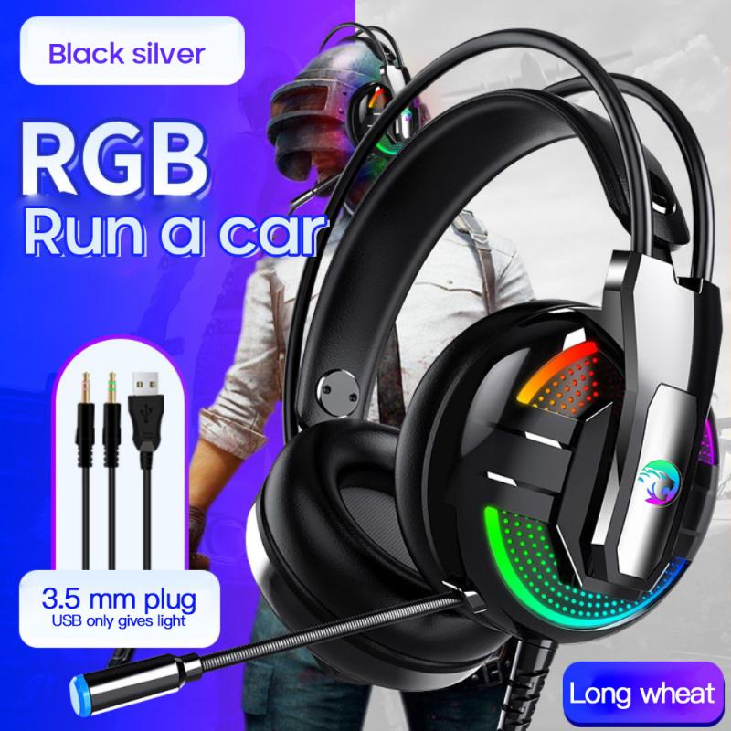 Casque filaire ordinateur portable jeu casque lumineux avec Microphone 4D effets sonores lumineux graves lourds écouteurs pour PC: black Glow A18