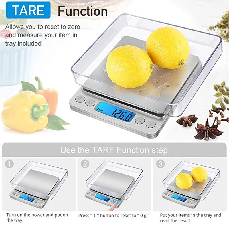 0.01g/0.1g Precision LCD Digital Scales 500g/1000/3000g Mini Precision Backlight Electronic Grams Weight Balance Scale