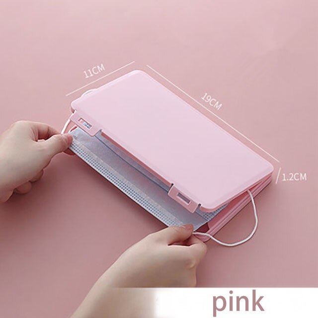 Portable Mask Box Plastic Face Mask Storage Case Boite Rangement Masque Dust Moisture Proof Kids Student Cajas Mascarillas: big pink
