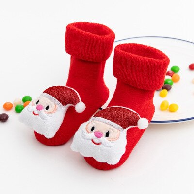 Children cuff terry socks cute doll towel socks floor socks autumn and winter cartoon extra thick baby non-slip Christmas socks: Type C / M 1-3Years