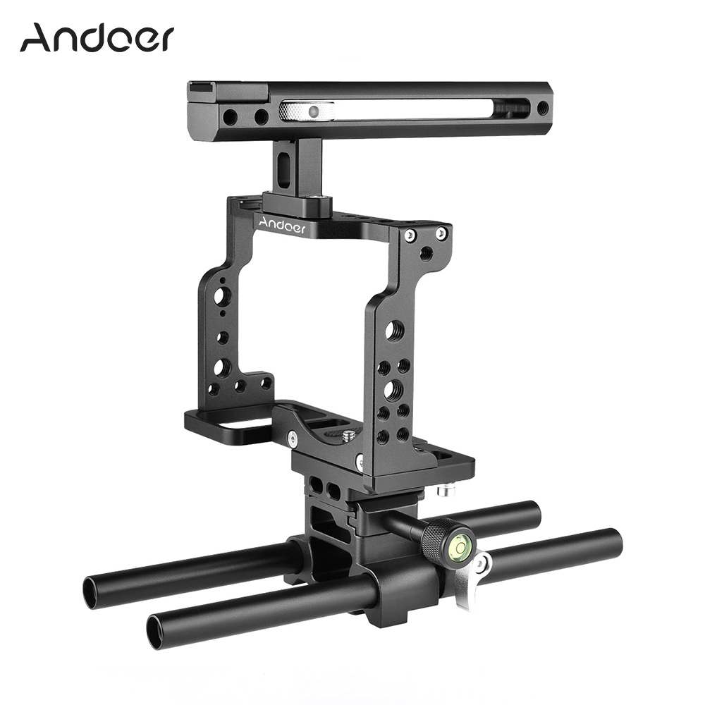 Andoer C15 Camera Cage + Top Handvat + 15 Mm Staaf Grondplaat Kit Aluminium Met Koud Shoe Mount Voor nikon Z6/Z7 Dslr Camera