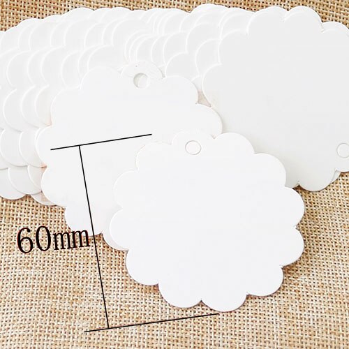 Étiquette en papier Kraft en forme de fleur, étiquette blanche et noire, vierge, à suspendre, pour vêtement, étiquette de prix, 100 pièces: white100
