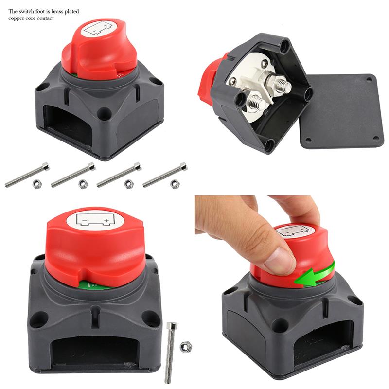 12V 600A Red Key Cut Off Battery Power Main Kill Switch Vehicle Car Modified Isolator Disconnector Car Switch for Car truck boat