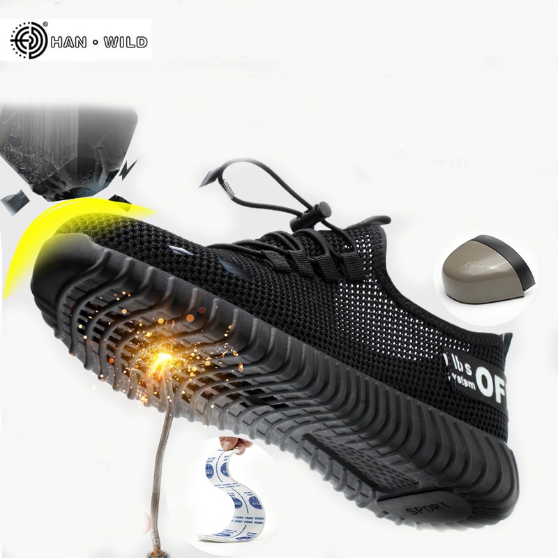 Men's Breathable Work Safety Shoes Men Outdoor Anti-slip Steel Puncture Proof Construction Safety Boots Shoes Steel Toe Cap