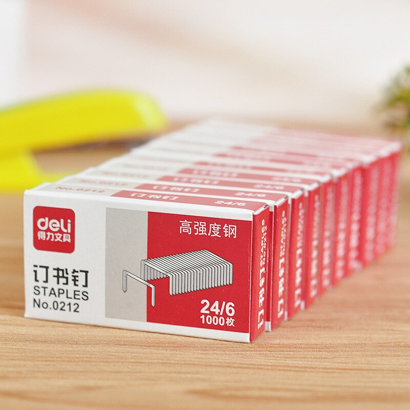 Deli 1000 unids/caja grapas grapa metálica 24/6 para grapadora de grapa normal alicates de uva de la Oficina de la escuela suministros de papelería