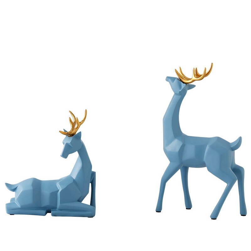 AT69-Hars Herten Standbeeld Sculptuur Nordic Woondecoratie Desktop Decoratie: Blue