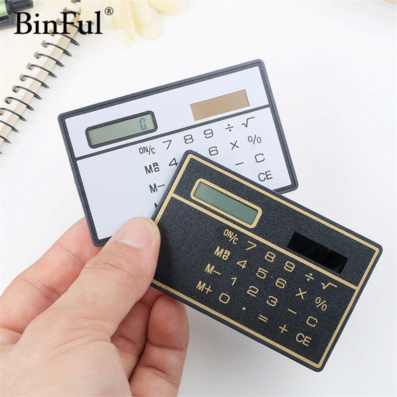 BinFul Slanke Creditcard Goedkope Solar Power Pocket Calculator Kleine Reizen Compact