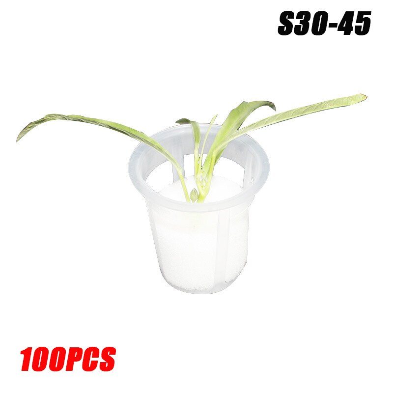 Vasos de red de plástico para jardín de 100 Uds., tazas de red de malla ranurada, juego de tazas para plantar, cestas anchas para hidroponia: S30 45