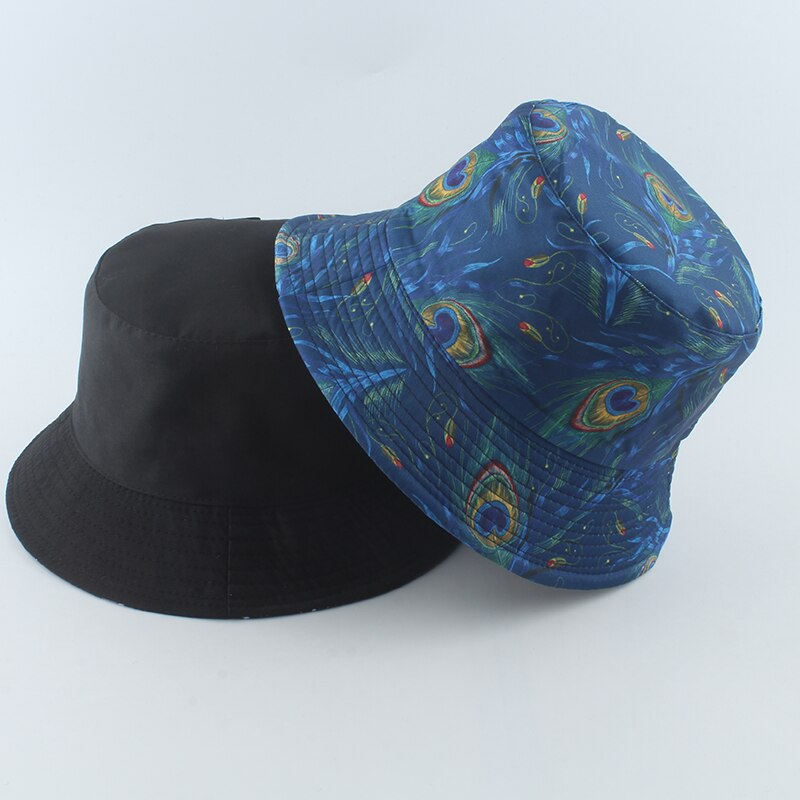 Sombrero de pescador con forma de mariposa para hombre y mujer, gorra de pescador Reversible, protección solar, playa, pesca, Bob: peacock feather