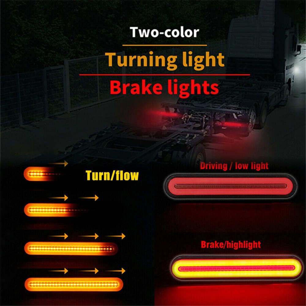 Intelligent upgrade LED car trailer light bar tail brake flow turn signal light four modes trailer light rear side light