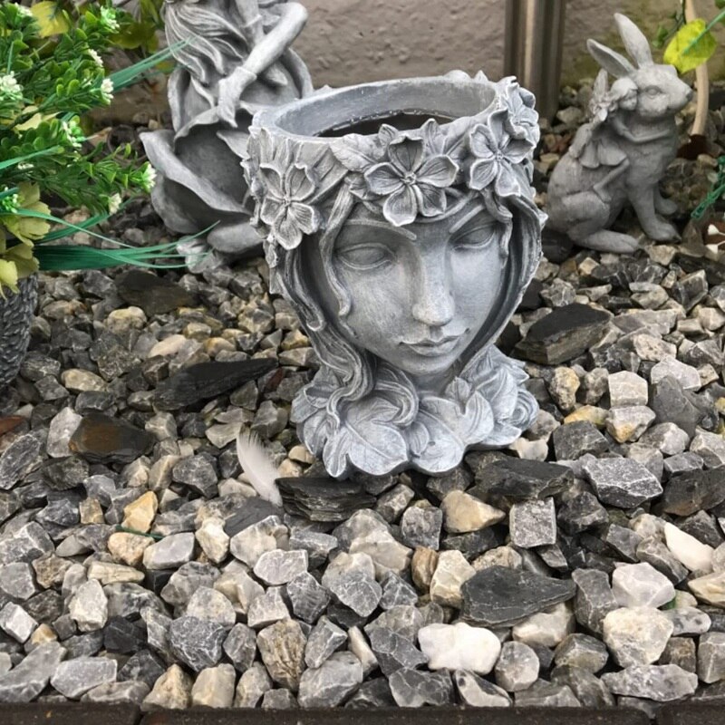 Retro Godin Standbeeld Succulent Bloempot, Lady Gezicht Planter Met Drainage Gat, Portret Sculptuur Art Plant Bloem Pot