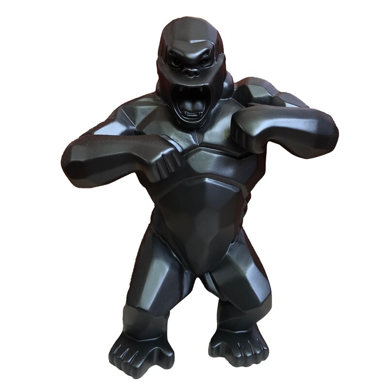 Sculpture grand singe roi Kong en résine | Sculpture Gorilla géométrique moderne, modèle d'animal, Statue modèle d'anniversaire, décoration de mariage, de maison, de bureau