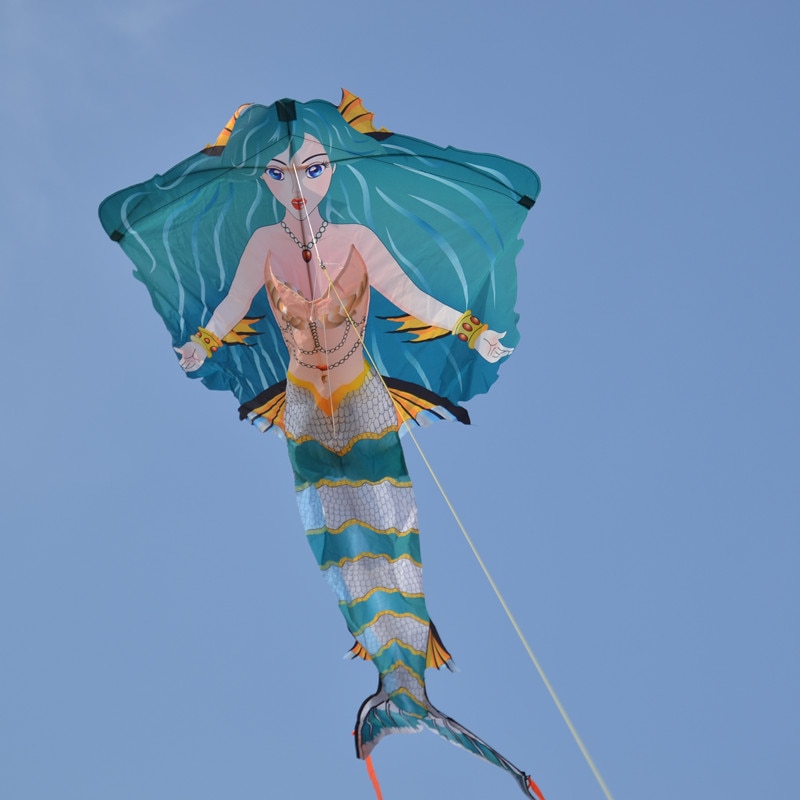 Cometas de juguete sirena acrobacias cometa cola larga juguete al aire libre cometa voladora niños/niñas de vuelo de cometas de