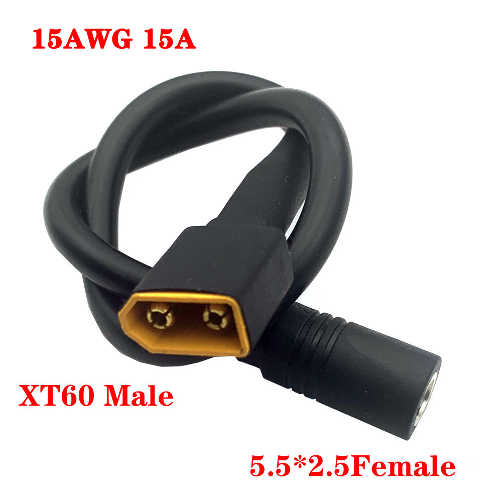 XT60 Male/Female Connector To DC5525/5521 Power Cable 5.5*2.5 5.5*2.1mm Adaptor Glasses Battery Charging Conversion Wire 10A 15A
