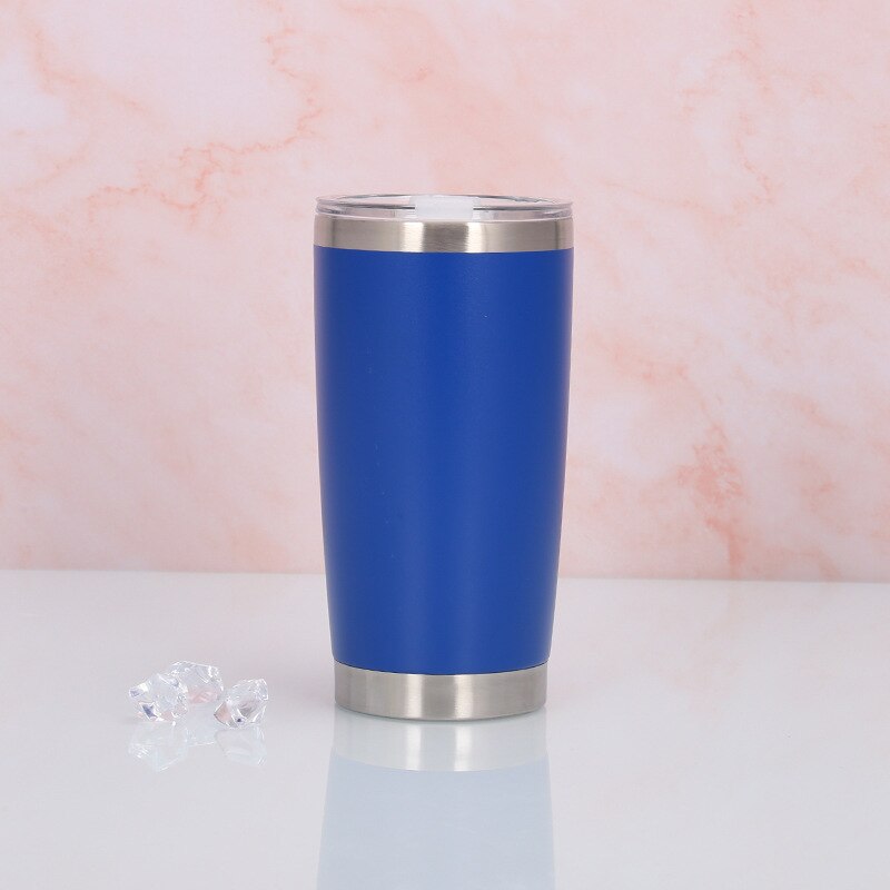 20 unzen 600ml Edelstahl Eis Bier Thermische Tasse Doppel Wand Vakuum Isolierte Tumbler Kaffee Reise Becher Mit Deckel: Tiefe Blau