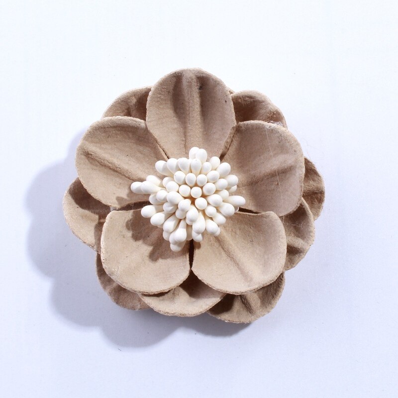 10 pièces 5 CM solide artificielle feutre fleurs pour cheveux accessoires avec étamine bandeau vêtements accessoires U choisir les couleurs: Khaki