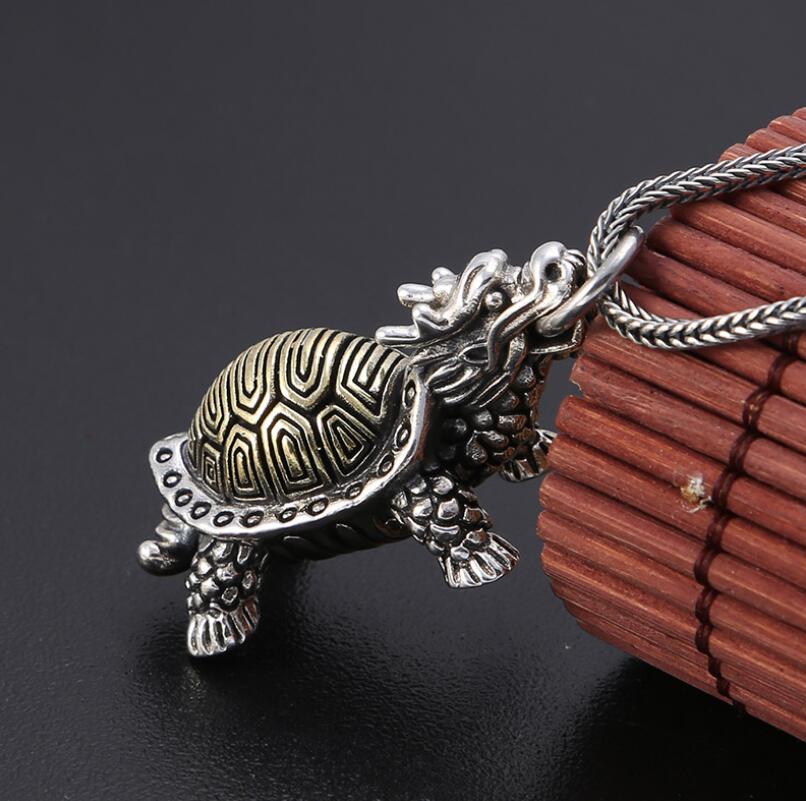 925 Sterling Silber Schmuck Klassische Stil Chinesischen Stil Drachen Kopf Schildkröte Männlichen Und Weiblichen Anhänger (FGL)