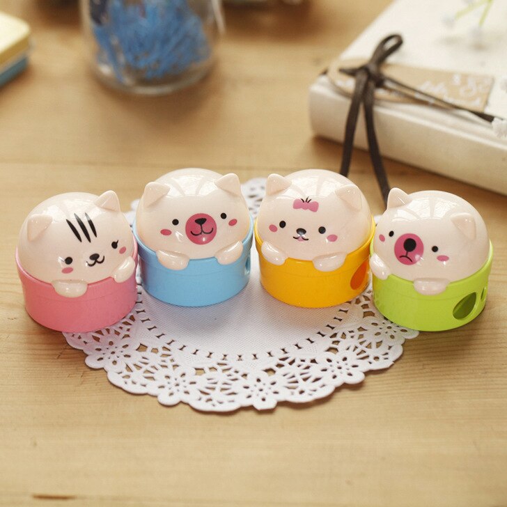 Cute Cartoon Animal Double Hole Portable Pencil Sharpener Student Cute Bear Pencil Sharpener
