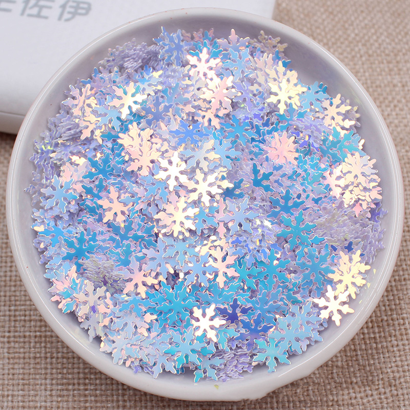 20g Glitter Sneeuwvlok Pailletten voor Ambachten Losse Pailletten Pailetten Naaien Accessoires Kerst Bruiloft Decoratie Confetti 9mm: white